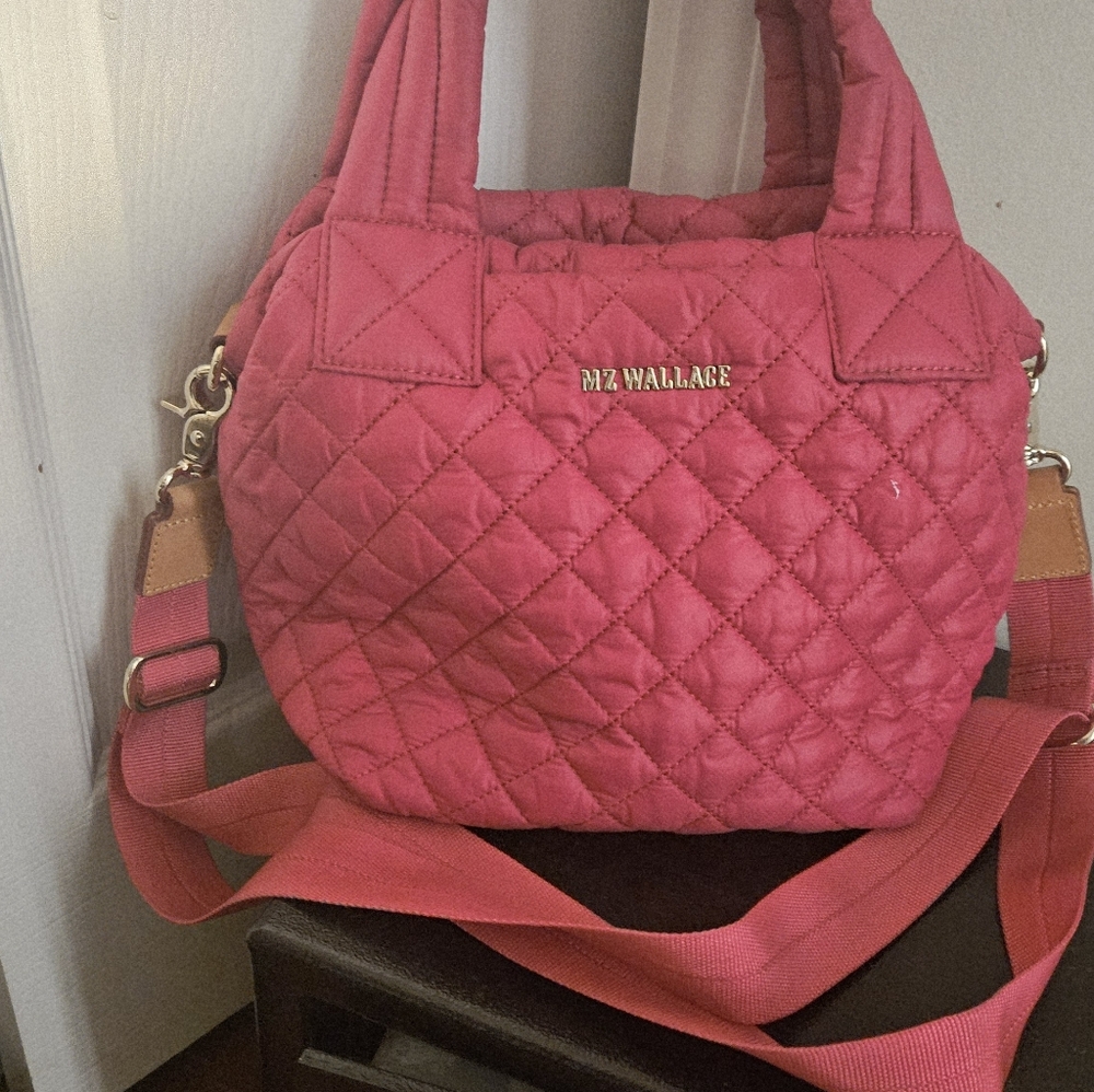 MZ Wallace Tote Satchel Crossbody. Mini Metro Tote Deluxe  Pink No Flaws!! - Picture 2 of 7